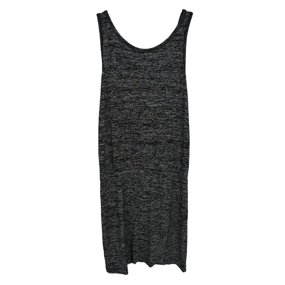 Philosophy Black Heathered Midi Dress Sleeveless Drawstring Waist Casual Small S